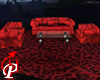PB Red Leather Couchset