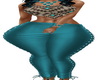 Teal Tied Pants W/Scarf